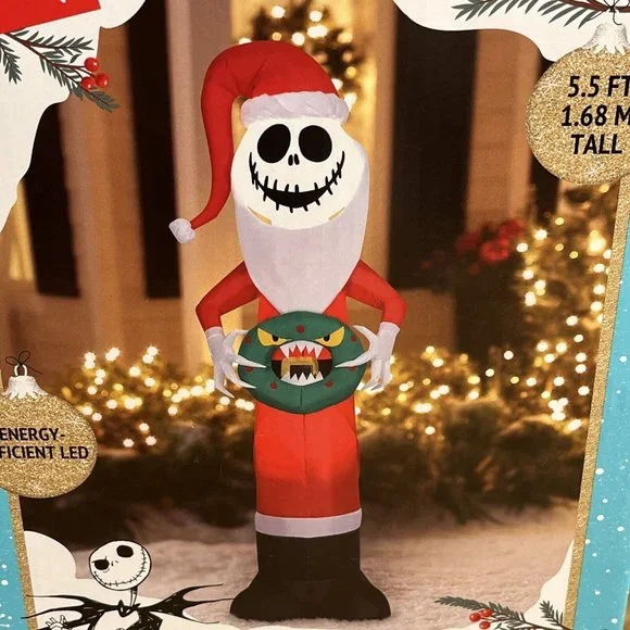Jack Skellington Light Up Inflatable 5.5 FT Santa Nightmare Before Christmas - Picture 6 of 11